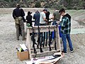 Plinking on a Saturday in Burro Canyon, Arizona, US. On this range firearms must be kept unloaded in the rack, except when on the firing line.