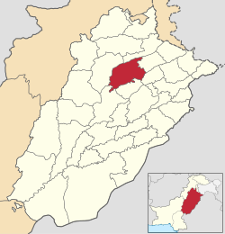 Karte von Pakistan, Position von Distrikt Sargodha hervorgehoben
