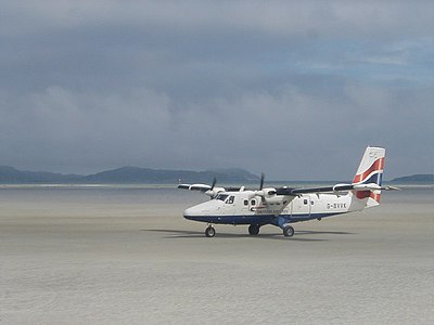 Plane arrival at Barra Airport