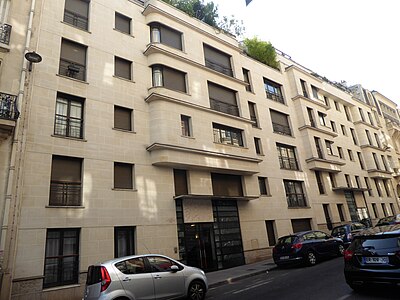 Rue Henri Heine no. 3-5 in Paris by J.J. Ory (2001), a neo-Art Deco building[170]