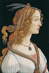 Sandro Botticelli: Idealporträt einer Dame (Simonetta Vespucci als Nymphe), 1480, Tempera auf Holz (Städel, Frankfurt a. M.)
