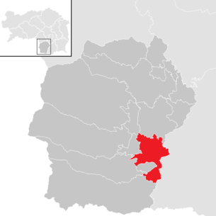 Lage der Gemeinde Sankt Martin im Sulmtal im Bezirk Deutschlandsberg (anklickbare Karte)