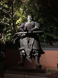 Statue of Qian Liu, the founder and first king of the Kingdom of Wuyue, near the West Lake
