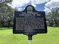 A color photograph of the back of the plaque at Pleasant Plain United Methodist Church in Jonesville, Florida