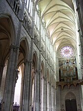 Four-part rib vaults at Amiens Cathedral (1220–1270) allowed greater height and larger windows