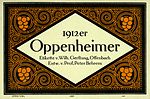 Weinetikett von Wilhelm Gerstung für einen 1912er Oppenheimer nach einem Entwurf von Peter Behrens