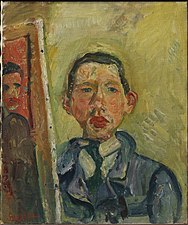 Self Portrait (1918) oil on canvas, 21.5 × 18 in., Henry and Rose Pearlman Collection, on long-term loan to the Princeton University Art Museum