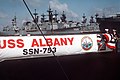USS Arthur W. Radford behind USS Albany on 7 April 1990