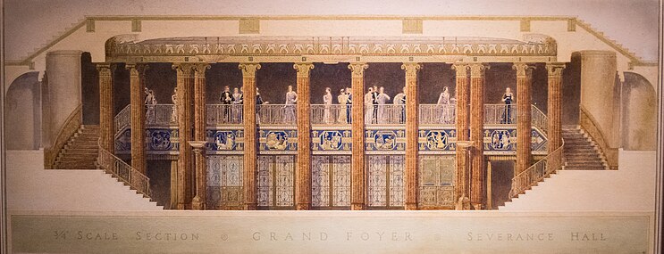 Design for Severance Hall grand foyer of the Severance Hall, Cleveland, US, by Walker and Weeks, c.1930