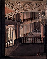 Großes Treppenhaus (Gigantentreppe) im Ostflügel, Gemälde von 1828