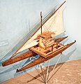 Image 28Model of a Fijian drua, an example of an Austronesian vessel with a double-canoe (catamaran) hull and a crab claw sail (from Pacific Ocean)