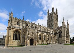 Gloucester Cathedral's entrance and tower