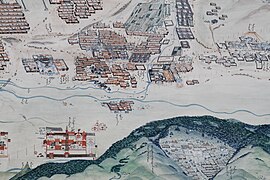 Detail of the South-East Lay Quarters and surrounding areas in Jugder's 1913 painting.