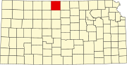 Map of Kansas highlighting Smith County