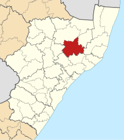 Location of Ulundi Local Municipality within KwaZulu-Natal