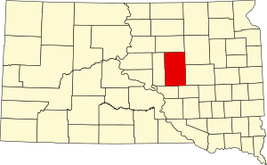 Map of South Dakota highlighting Hand County