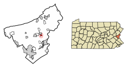 Location of Tatamy in Northampton County, Pennsylvania (left) and of Northampton County in Pennsylvania (right)