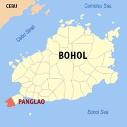 Map of Bohol with Panglao highlighted