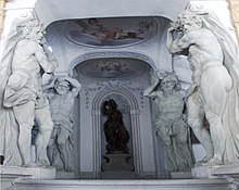 The four marble giants (left and right) that give the Riesenbau its name in its vestibule.
