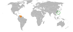 Map indicating locations of Taiwan and Venezuela