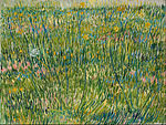 Patch of Grass, 1887. Radiographical examination has shown that Van Gogh re-used older canvases to a much further extend than previously assumed - whether he really overpainted more than a third of his output, as presumed recently, will simply be verifiable by further investigations. In 2008, a team from Delft University of Technology and the University of Antwerp used advanced X-ray techniques to create a clear image of a woman's face previously painted, underneath the work Patch of Grass.[12][13]
