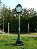 Memorial clock near train station