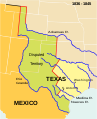 Image 5The Republic of Texas. The present-day outlines of the U.S. states (white lines) are superimposed on the boundaries of 1836–1845. (from History of Texas)