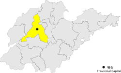 Location of Jinan City jurisdiction in Shandong