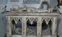 Monument for John FitzAlan, alabaster and limestone, c. 1435–45. A transi is in the lower register.[59] Arundel Castle, West Sussex