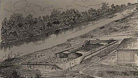 Castle Morgan, Cahaba, Alabama, 1863–65. Drawn from memory by Jesse Hawes