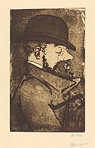 Charles Maurin, Portrait of Henri de Toulouse-Lautrec, 1890, aquatint printed in brown