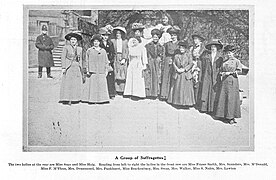 Group photograph of Suffragettes at Bazaar in Glasgow in 1910