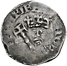 Silver coin showing the crowned head of Henry II.