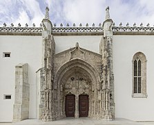 Main entrance to the Gothic-Manueline Monastery of Jesus of Setúbal.