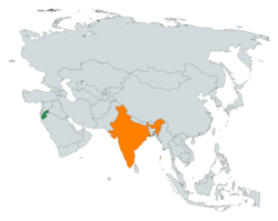 Map indicating locations of Jordan and India