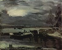 Boats on the Stour with the church of Dedham in the background, John Constable, c. 1811