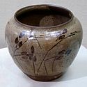 Karatsu ware jar with bush clover design, underglaze iron-brown, Egaratsu type, stoneware, Hizen, late Azuchi-Momoyama period/early Edo period, 1590-1610s