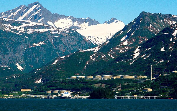 Mt. Francis (upper left) and pipeline terminal