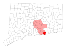 Old Saybrook's location within Middlesex County and Connecticut