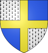 Ancestral arms of the Osborne family: Quarterly ermine and azure, over all a cross or
