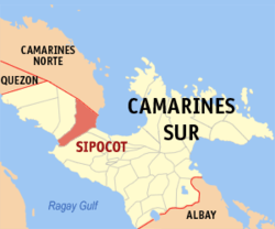 Map of Camarines Sur with Sipocot highlighted