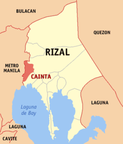 Map of Rizal with Cainta highlighted