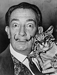 Surrealist Salvador Dalí with the flamboyant moustache he popularized