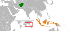 Map indicating locations of Afghanistan and Indonesia