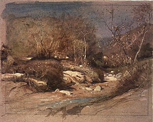 Late November in a Santa Barbara Cañon, California (c.1888), watercolor on paper, Brooklyn Museum