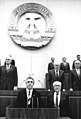 Egon Krenz und Volkskammerpräsident Horst Sindermann im Plenarsaal des Palastes der Republik, Oktober 1989