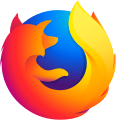 The November 2017 redesign of the Firefox logo, featuring a more "flat" design for the fox and a textureless globe