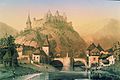 Image 3Jean-Baptiste Fresez: Vianden near the Bridge (c. 1857) (from Culture of Luxembourg)