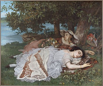 Gustave Courbet's painting of ordinary young women taking a nap by the Seine (1856) caused a scandal at the Paris Salon, much to the delight of the artist.
