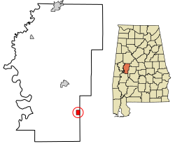 Location within Hale County and Alabama